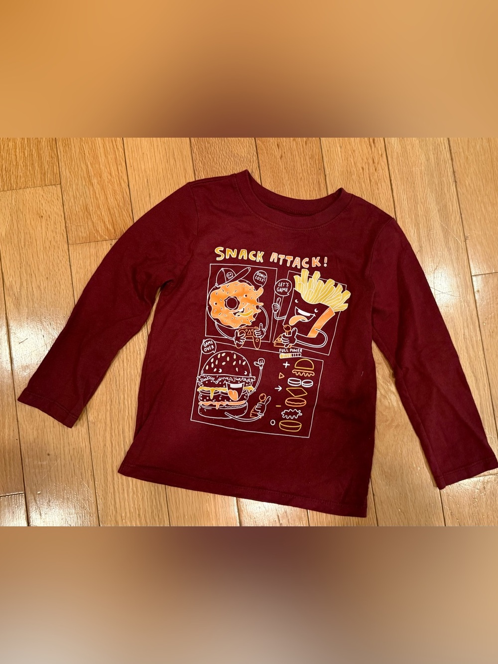 Garanimals Maroon 'Snack Attack' Long-Sleeve Tee Size 3T